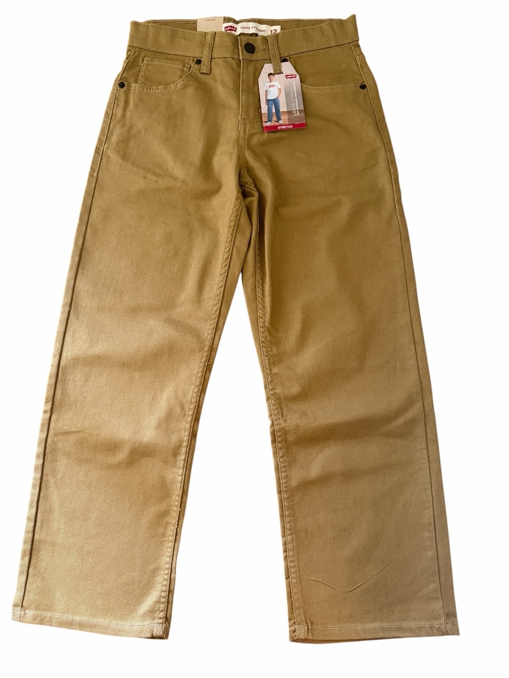 Levi’s Boys Loose Straight Stretch Khaki Pants Jeans Size 12 NWT